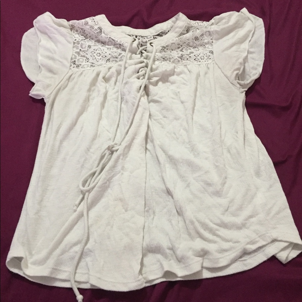 White Lacey Drawstring Shirt